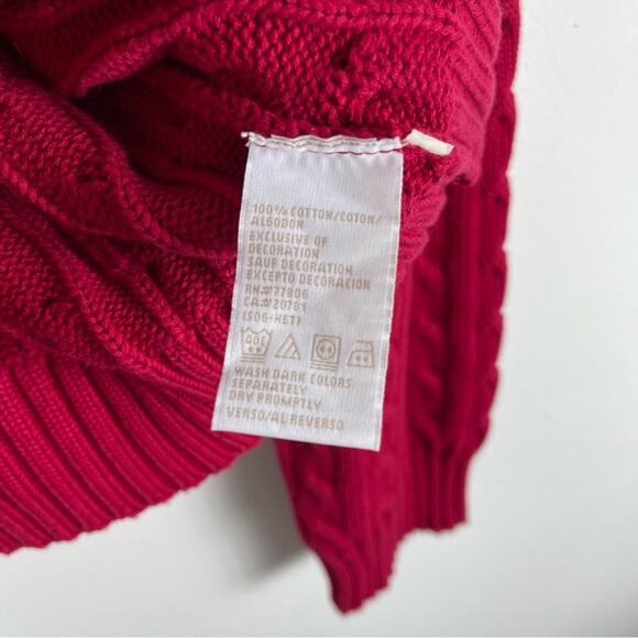 Tommy Hilfiger pink red cable knit chunky crew neck sweater XL - Picture 6 of 6